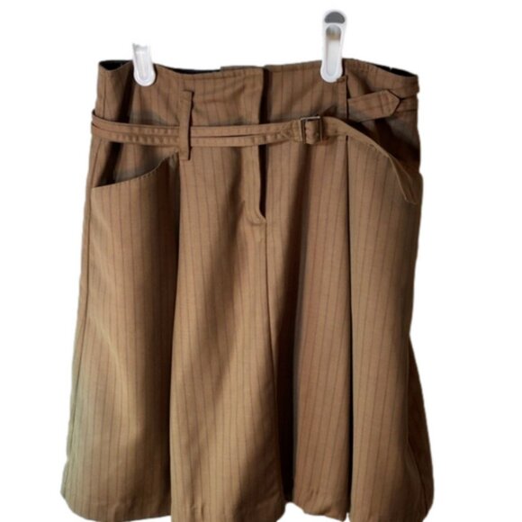 Size 2 Max Studio brown striped pleated mini skirt - Picture 2 of 7